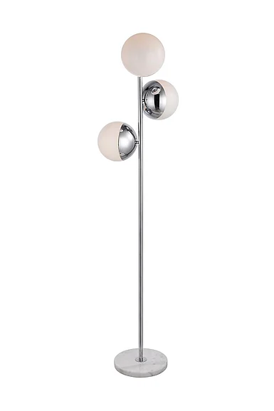 Elegant Eclipse 3 Lights Chrome Floor Lamp with Frosted White Glass LD6160C