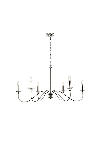 Elegant Rohan 42 In. Chandelier in Polished Nickel LD5056D42PN