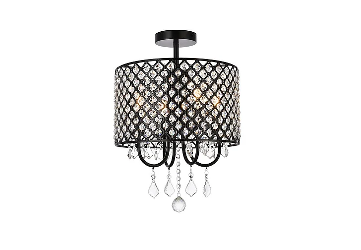 Elegant Elise 14 In. Flush Mount in Black LD710F14BK CLOSEOUT