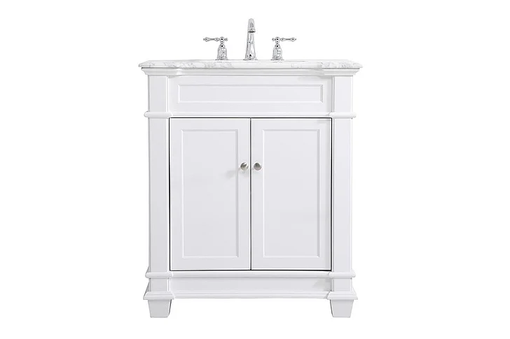 Elegant 30 In. Single Bathroom Vanity Set in White VF50030WH