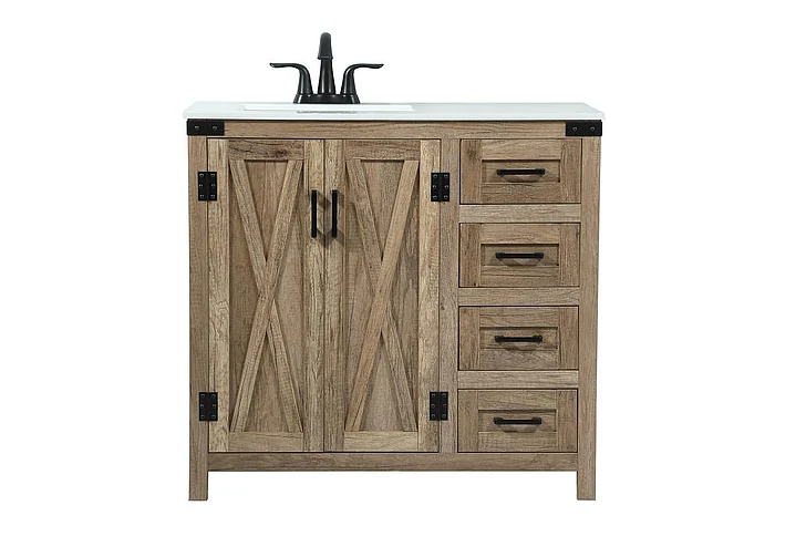 Elegant 36 In. Single Bathroom Vanity in Natural Oak VF90236NT