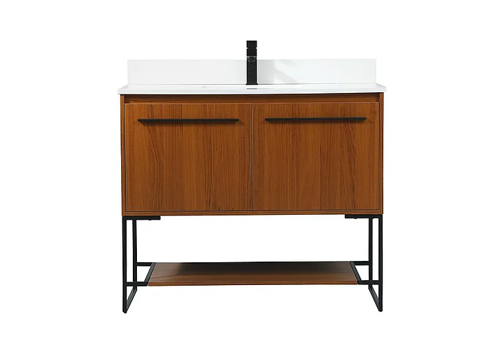 Elegant 40 In. Single Bathroom Vanity in Teak with Backsplash VF42540MTK-BS CLOSEOUT