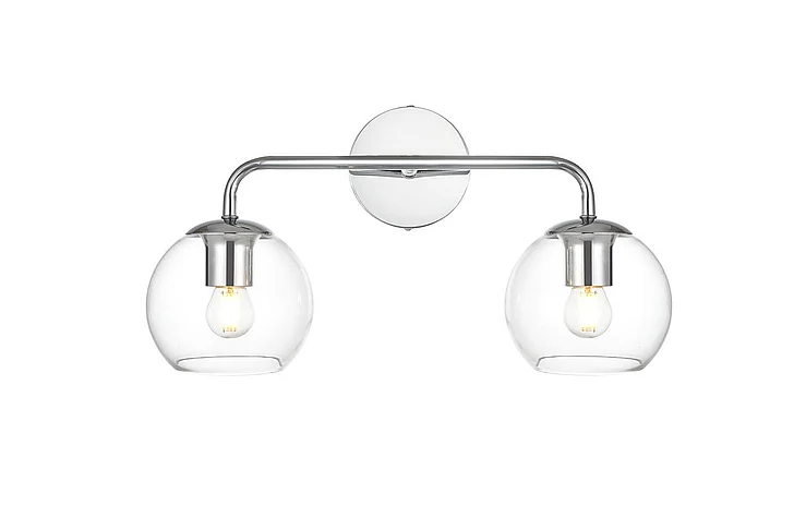 Elegant Genesis 2 Light Chrome and Clear Bath Sconce LD7321W19CH