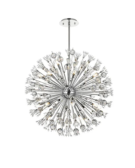 Elegant Vera 38 In. Crystal Starburst Round Pendant in Chrome 2500D38C