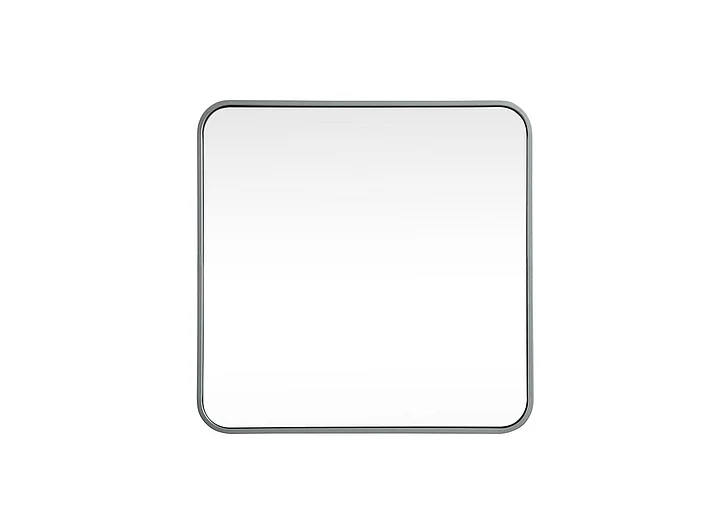 Elegant Soft Corner Metal Square Mirror 24X24 In. in Silver MR802424S