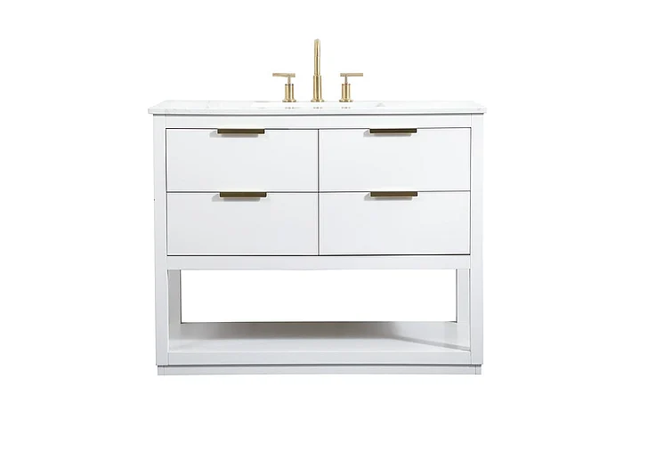 Elegant 42 In. Single Bathroom Vanity in White VF19242WH