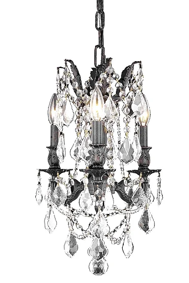 Elegant Rosalia 3 Light Dark Bronze Pendant Clear Royal Cut Crystal 9203D13DB/RC