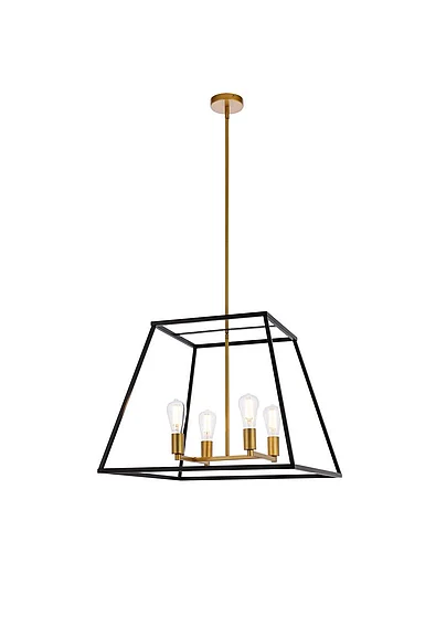 Elegant Declan 24 In. Pendant in Black and Brass LD720D24BRK CLOSEOUT