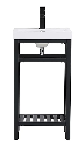 Elegant 18 In. Single Bathroom Metal Vanity in Black VF14018BK