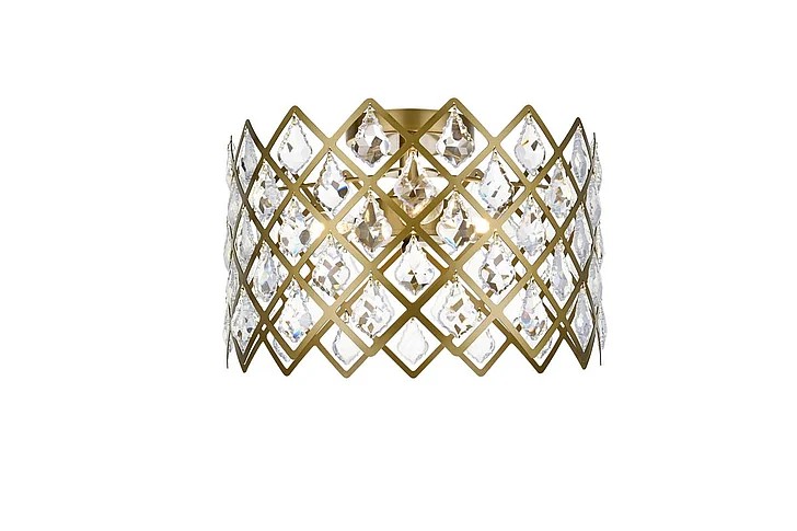 Elegant Lyla 13 In. Flush Mount in Brass 1110F13BR CLOSEOUT