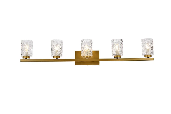 Elegant Cassie 5 Lights Bath Sconce in Brass with Clear Shade LD7029W41BR
