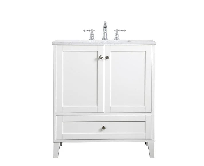 Elegant 30 In. Single Bathroom Vanity in White VF18030WH