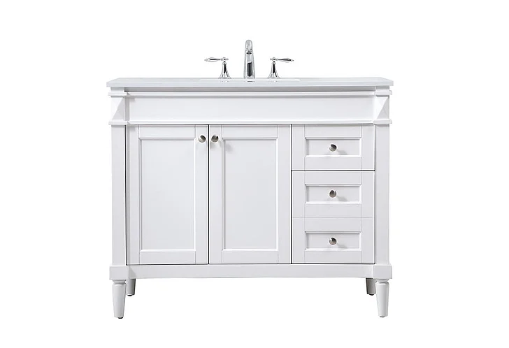 Elegant 42 In. Single Bathroom Vanity in White VF31842WH