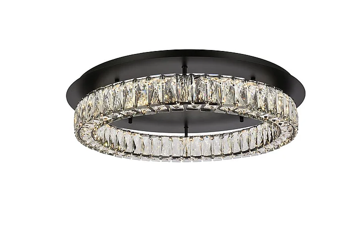 Elegant Monroe 26 In. Led Single Flush Mount in Black 3503F26BK