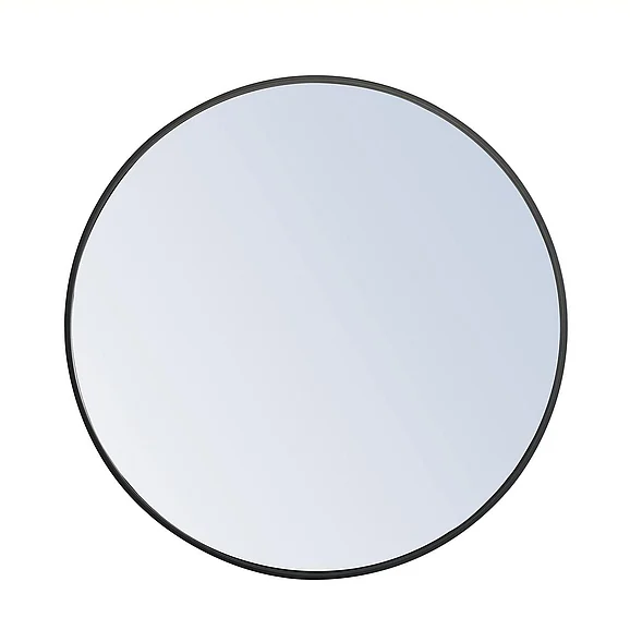 Elegant Metal Frame Round Mirror 28 In. Black Finish MR4034BK