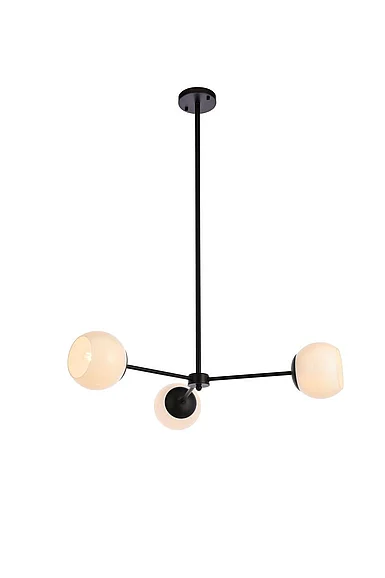 Elegant Briggs 32 In. Pendant in Black with White Shade LD647D32BK CLOSEOUT