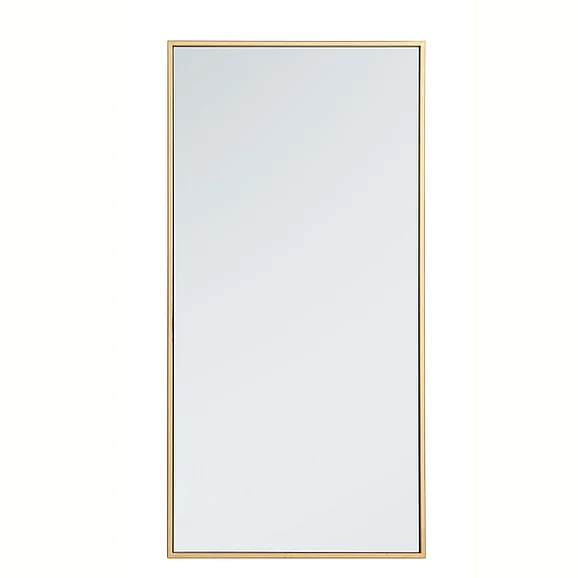 Elegant Metal Frame Rectangle Mirror 18 In. in Brass MR41836BR