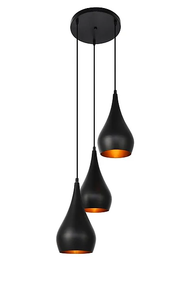 Elegant Nora Collection Pendant D14.5In H11.5In LT:3 Black Finish LDPD2000