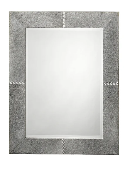 Jamie Young Jamie Young Cross Stitch Rectangle Hide Wall Mirror, Grey 6CROS-RECTGR
