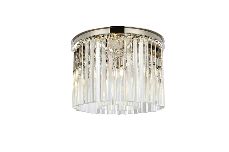 Elegant Sydney 6 Light Polished Nickel Flush Mount Clear Royal Cut Crystal 1208F20PN/RC