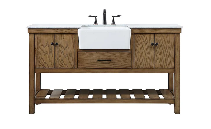 Elegant 60 In. Single Bathroom Vanity in Driftwood VF60160DW