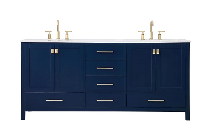 Elegant 72 In. Double Bathroom Vanity in Blue VF18872DBL
