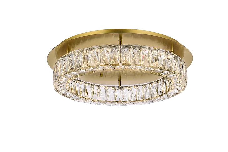 Elegant Monroe 22 In. Led Single Flush Mount in Gold 3503F22G
