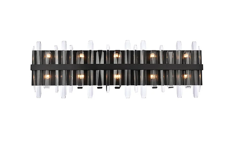 Elegant Serena 36 In. Crystal Bath Sconce in Black 2200W36BK