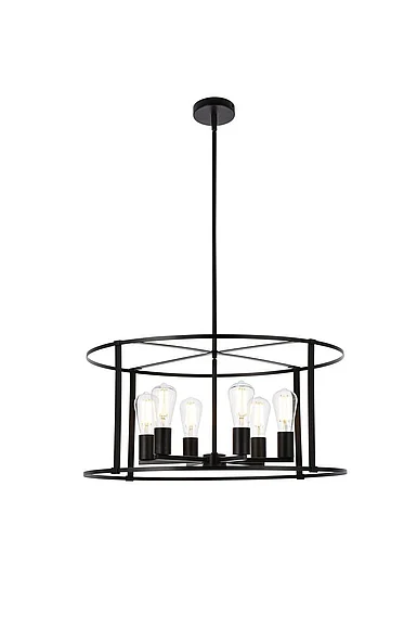Elegant Agnys 6 Lights Pendant in Black LD7058D26BK CLOSEOUT