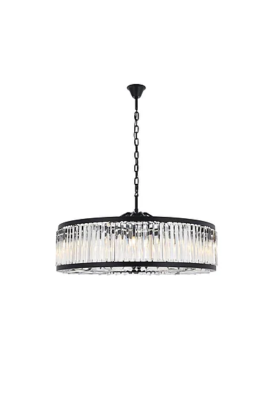 Elegant Chelsea 10 Light Matte Black Chandelier Clear Royal Cut Crystal 1203G43MB/RC
