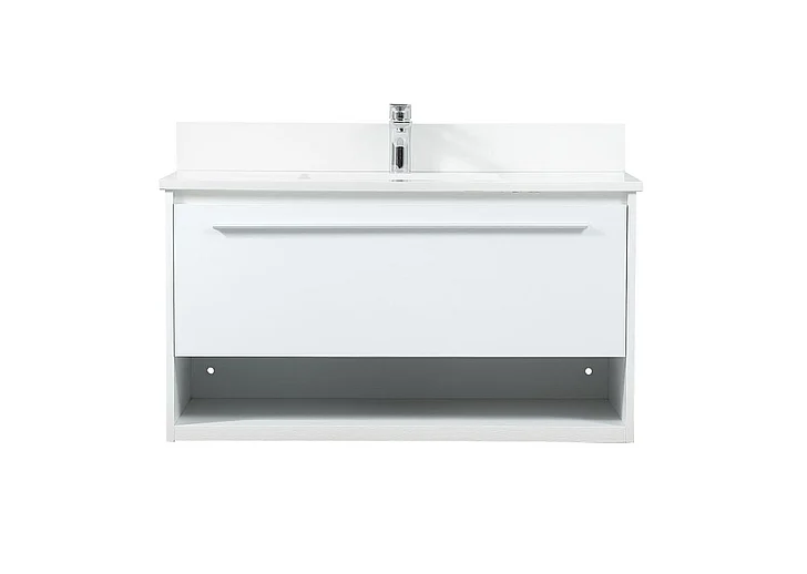 Elegant 36 In. Single Bathroom Vanity in White with Backsplash VF43536MWH-BS CLOSEOUT