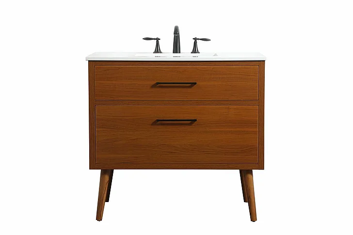 Elegant 36 In. Single Bathroom Vanity in Teak VF41036MTK