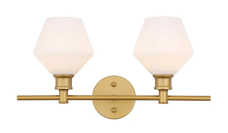 Elegant Gene 2 Light Brass and Frosted White Glass Wall Sconce LD2313BR