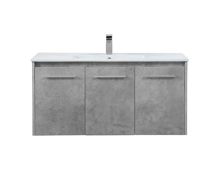 Elegant 40 In. Single Bathroom Floating Vanity in Concrete Grey VF44040CG CLOSEOUT