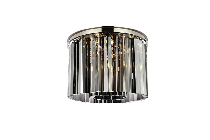 Elegant Sydney 6 Light Polished Nickel Flush Mount Silver Shade (Grey) Royal Cut Crystal 1208F20PN-SS/RC