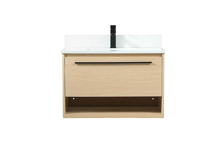 Elegant 30 In. Single Bathroom Vanity in Maple with Backsplash VF43530MMP-BS
