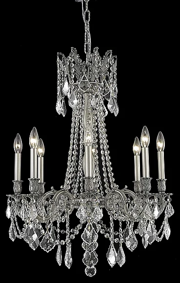 Elegant Rosalia 8 Light Pewter Chandelier Clear Royal Cut Crystal 9208D24PW/RC CLOSEOUT