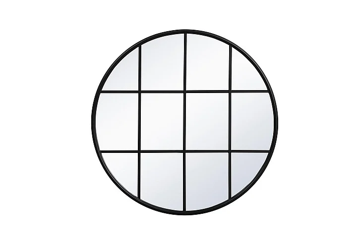 Elegant Metal Windowpane Mirror 36 In. x 36 In. in Black MR633636BK