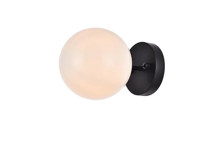 Elegant Mimi Six In. Dual Flush Mount and Bath Sconce in Black with Frosted Glass LD2451BK