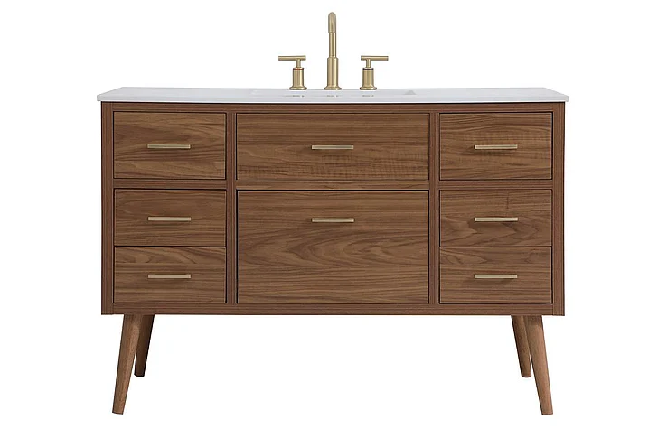 Elegant 48 In. Bathroom Vanity in Walnut Brown VF41048WB