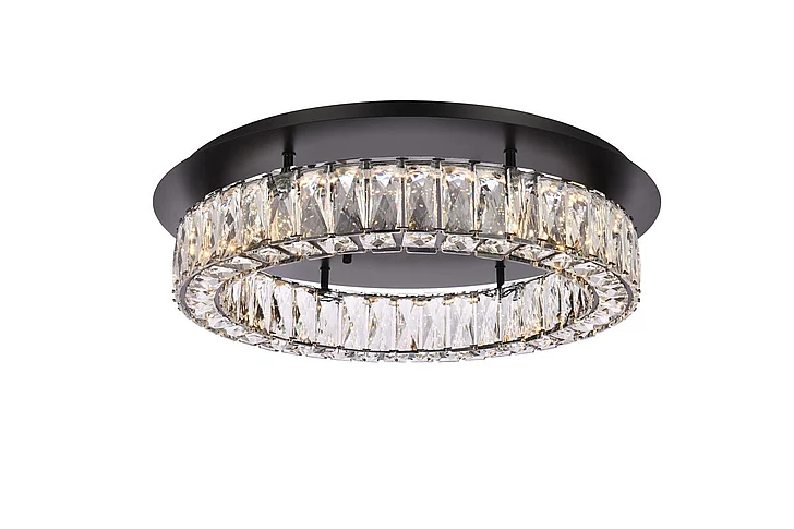 Elegant Monroe 22 In. Led Single Flush Mount in Black 3503F22BK