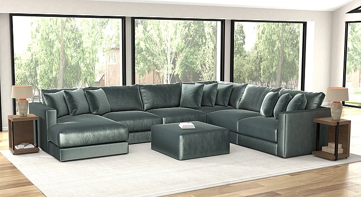 Jackson Remington 6-Piece LSF Chaise Sectional in Pine
