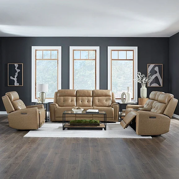 Liberty Furniture Carrington 2pc Power Reclining Living Room Set in Sand