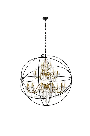 Elegant Cordelia 24 Light Black and Gold Crystal Pendant LD8801D60GB CLOSEOUT