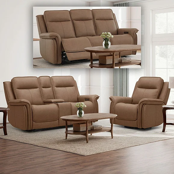 Liberty Furniture Cora 2pc Living Room Set P3 & ZG in Aline Toast Leather