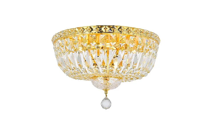 Elegant Tranquil 6 Light Gold Flush Mount Clear Royal Cut Crystal V2528F16G/RC
