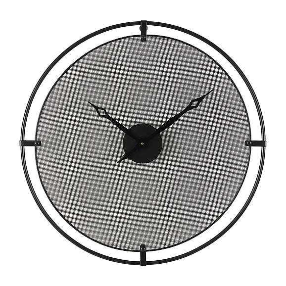UMA Black Metal Minimalistic Decorative Wall Clock with Mesh Backing, 24" x 2" x 24" | 70442 CLOSEOUT