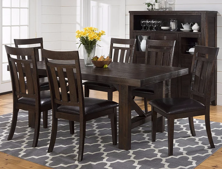 Jofran Kona Grove 7-Piece Rectangular Dining Set in Dark Brown