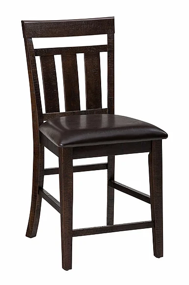 Jofran Kona Grove Upholstered Slat Back Stool in Dark Brown (Set of 2)