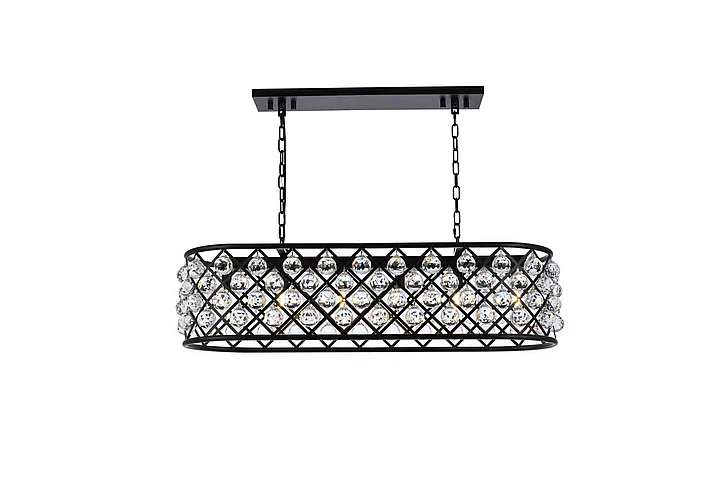 Elegant Madison 6 Light Matte Black Chandelier Clear Royal Cut Crystal 1216G40MB/RC